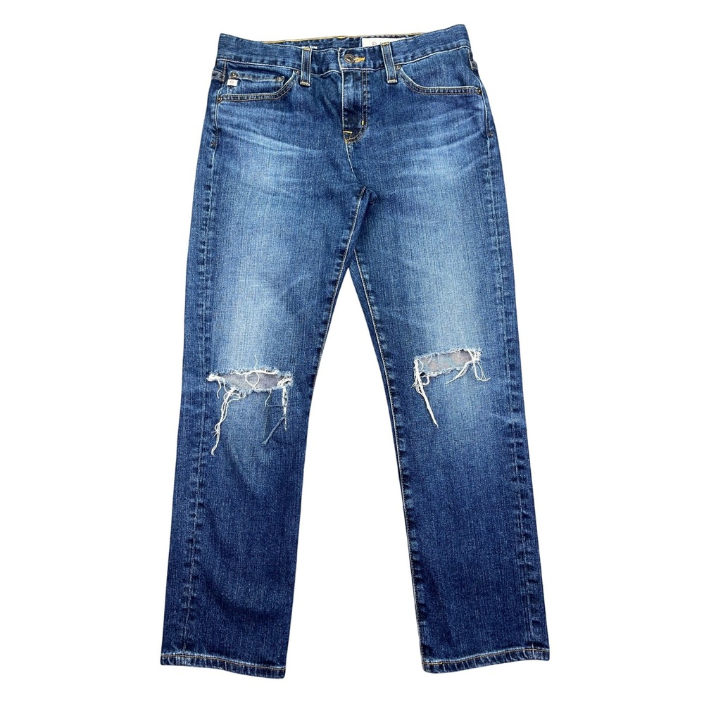 AG Jeans The Ex-Boyfriend Slim Ripped Distressed‎ Denim Jeans Sz 25R Fits 28"